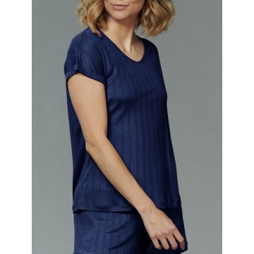 Seide T-Shirt Ajour blau von Kokon Zwo - Hose nicht im Lieferumfang enthalten