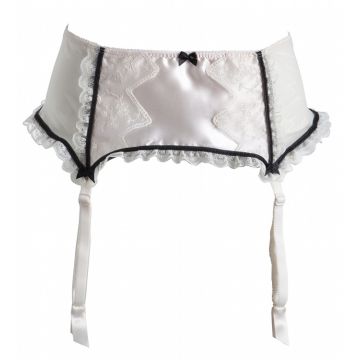 Tanzgürtel aus apricot Seidensatin, Spitze und transparentem Mesh von Sally Jones
