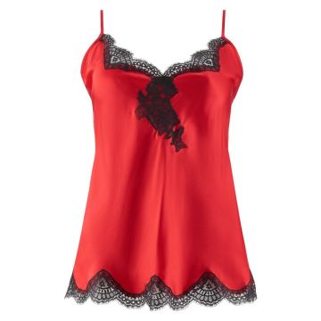 Seide Top Toi Mon Amour rot mit schwarzer Spitze von Aubade