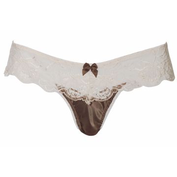 String mit Seide Charlotte in braun-elfenbein