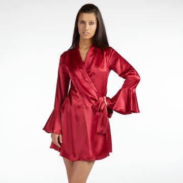 Kurzmantel Seide Satin bordeaux von Gattina Nachtwäsche