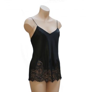 Langes Seidentop TONES LACE Seide Schwarz 0031