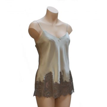 Langes Seidentop TONES LACE Seide Taupe 9100