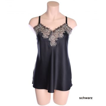 Seidentop Charming Embroidery schwarz von Luna di Seta