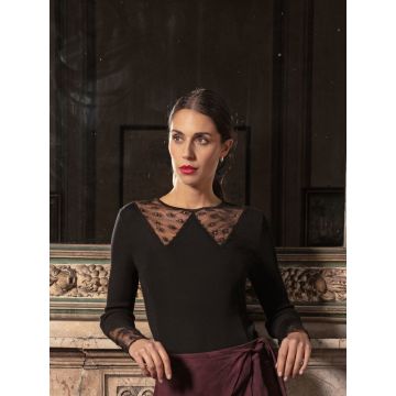 Shirt Alina in schwarz von Oscalito aus Wolle-Seide