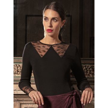 Shirt Alina in schwarz von Oscalito aus Wolle-Seide
