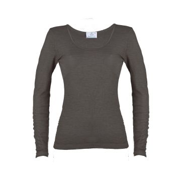 Wolle-Seide Langarmshirt Rugiada ML mittelgrau von Madiva Eco Future