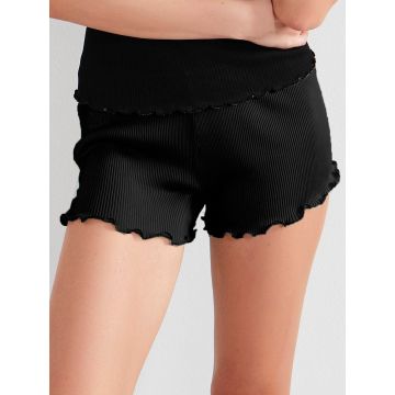 Seide Baumwolle Schlafshorts Rippjersey schwarz  von Eva B. Bitzer