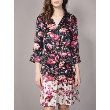 Sleepshirt Roses Eva B. Bitzer in schwarz mit rot aus 100% Seide