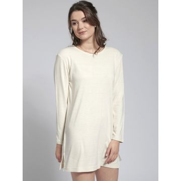 Bouretteseide Langarm Sleepshirt von Kokon Zwo in naturweiß