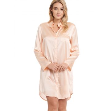 Seide Sleepshirt Seduzione di Seta zart apricot pearlypink von Gattina