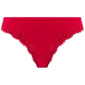 Verführerischer Slip aus Seide und besticktem Tüll in rot von Lise Charmel