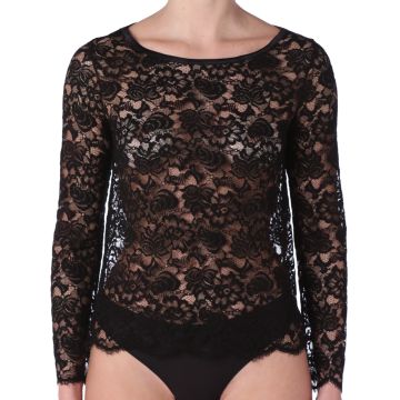 Langarm Shirt Emma aus Spitze in schwarz von IMEC - Slip nicht im Lieferumfang enthalten