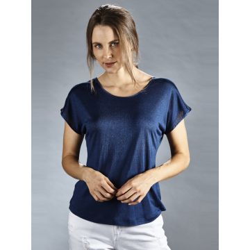 Cinda T-Shirt mit Seide und Leinen in 74 dunkelblau von Kokon Zwo