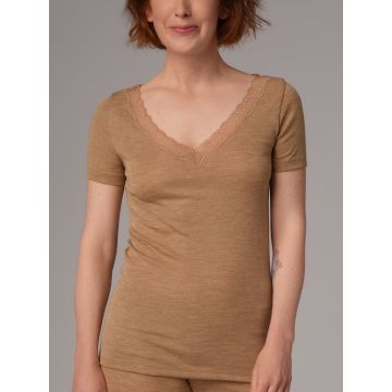 Wolle Seide T-Shirt camel beige Serie 2703 Comazo Earth