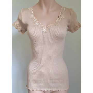 Wolle-Seide T-Shirt Boracay champagner kombiniert mit Slip (separat erhältlich)