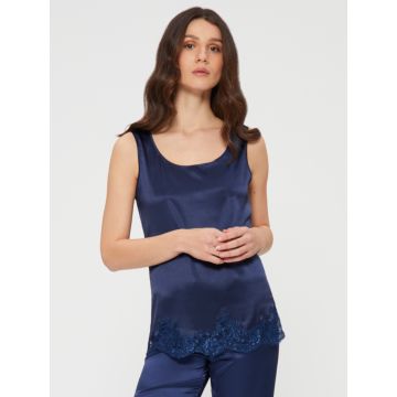 Seidentop mit Spitze schwarz von Chiara Fiorini - die Hose ist nicht im Lieferumfang enthalten 