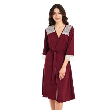 Viscose Morgenmantel Hedda bordeaux rot von Gattina