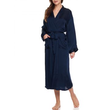 Viscose Satin Morgenmantel Luna von Gattina in mitternachts-blau