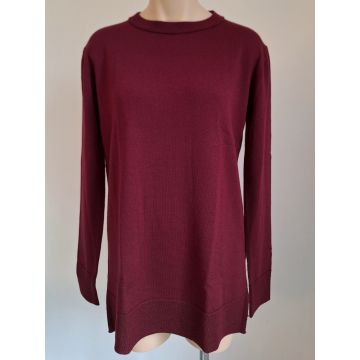 Merinowolle Seide Langarm Shirt breite Rippe rot von Oscalito