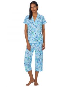 Sommer Pyjama Paisley in Blau aus Baumwolle Viscose Mix von Lauren by Ralph Lauren