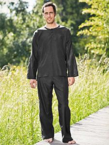 NEU Herren Pyjama Schlafanzug Seide Satin Langarm langer Hose Nachtwäsche M004