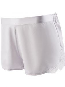 100% Seide Shorts Soie d´Amour silber mit weißer Spitze von Aubade