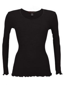 Merinowolle-Seide Langarm Shirt gerippt von Artimaglia schwarz 
