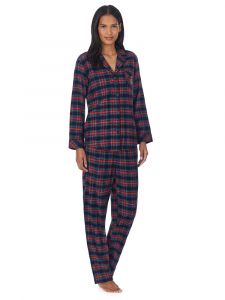 Pyjama Baumwolle Viscose Flanell schwarz kariert Lauren by Ralph Lauren Sleepwear für Damen