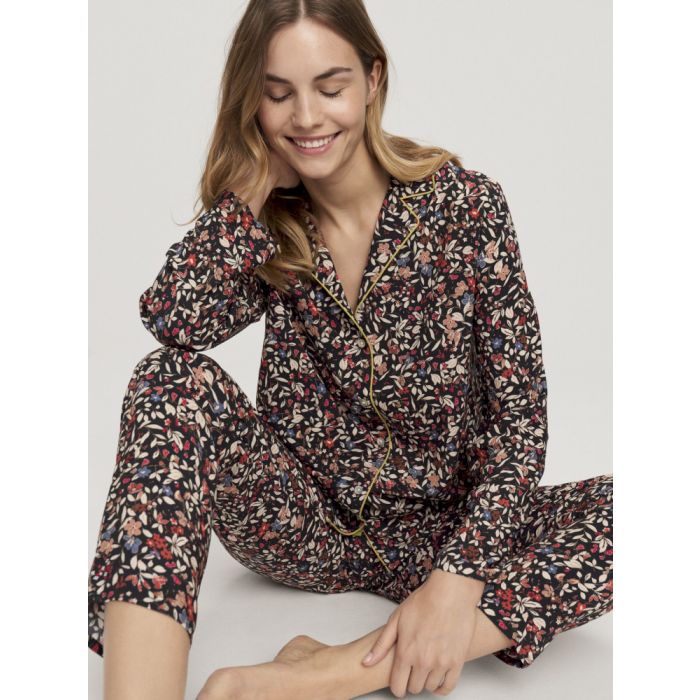 Boyfriend mit Blumendruck schwarz Pyjama Triumph Viscose bunt von